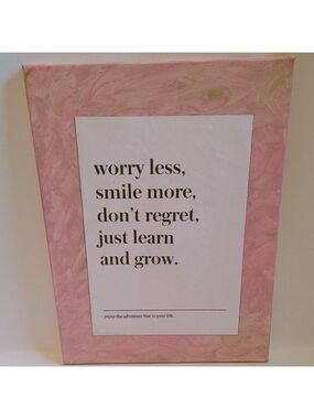 MOTIVATIONAL Wall Hanging Art Worry Less Smile More Don't Regret Just Le…